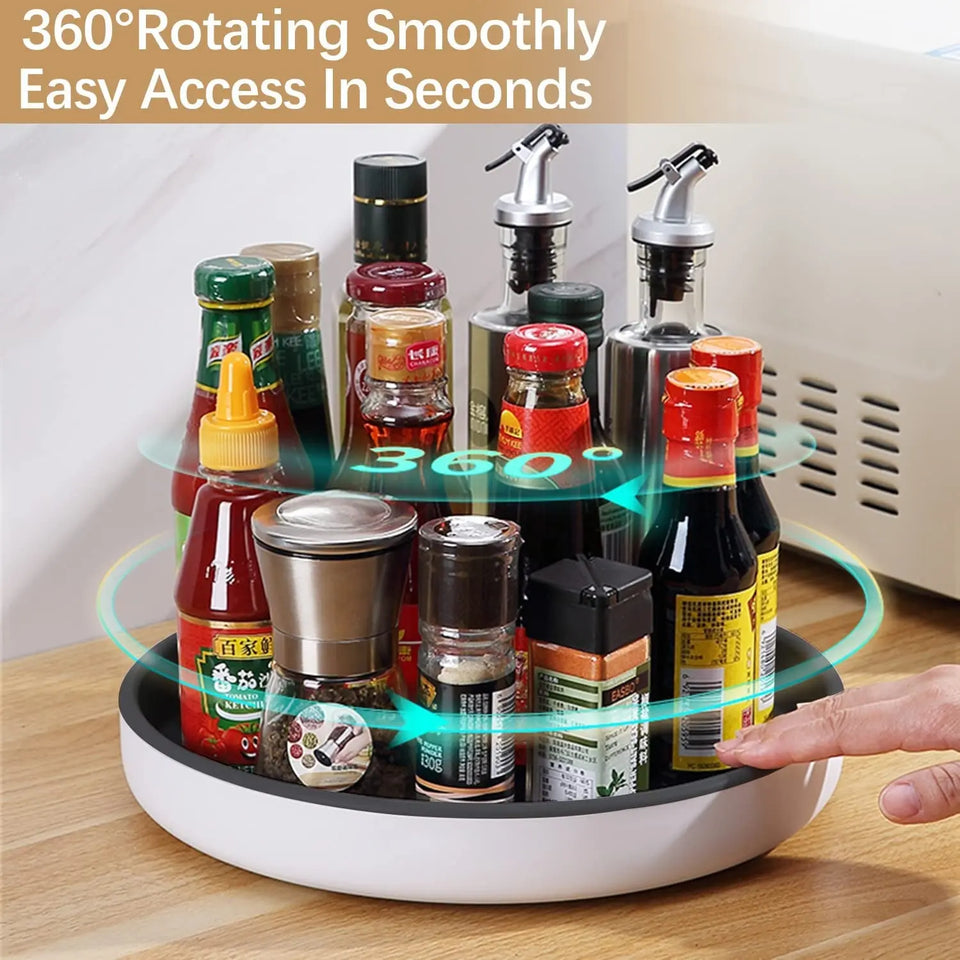 Lazy Susan Turnable 30Cm / 11.8In Large Lazy Susan Organiser for Pantry Storage Rustproof Black 360° Spice Rack for Kitchen Countertop