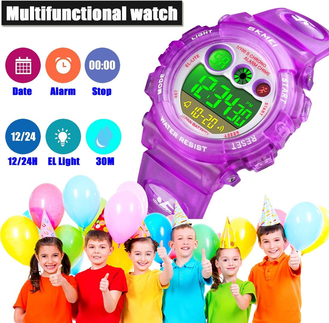 Kid Watch for Boy Girl Child Multi Function Digital LED Sport 50M Waterproof Electronic Analog Quartz Watches Gift Black
