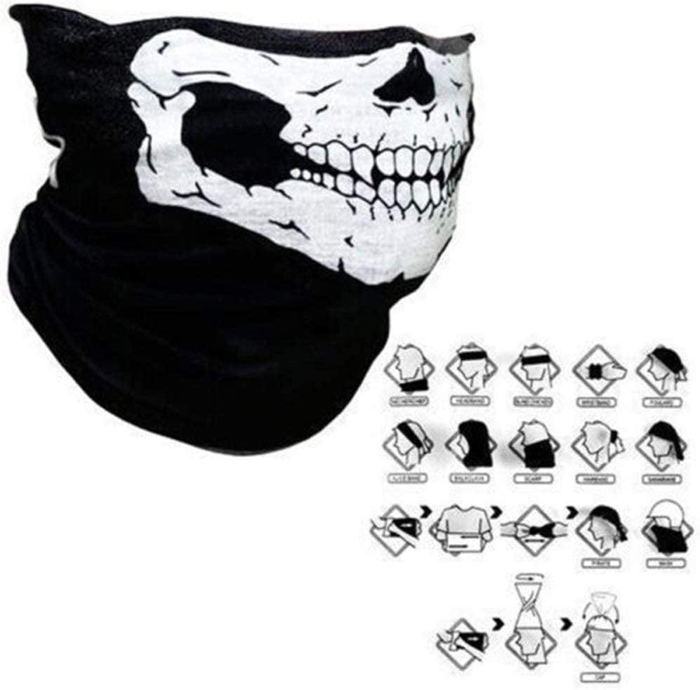 2 Pcs Motorcycle Face Skull Mask Half Face Motorbike Neck Headwear Outdoor Ski Skull Party Masks Sport Halloween Mask for Bike Motor Cycling