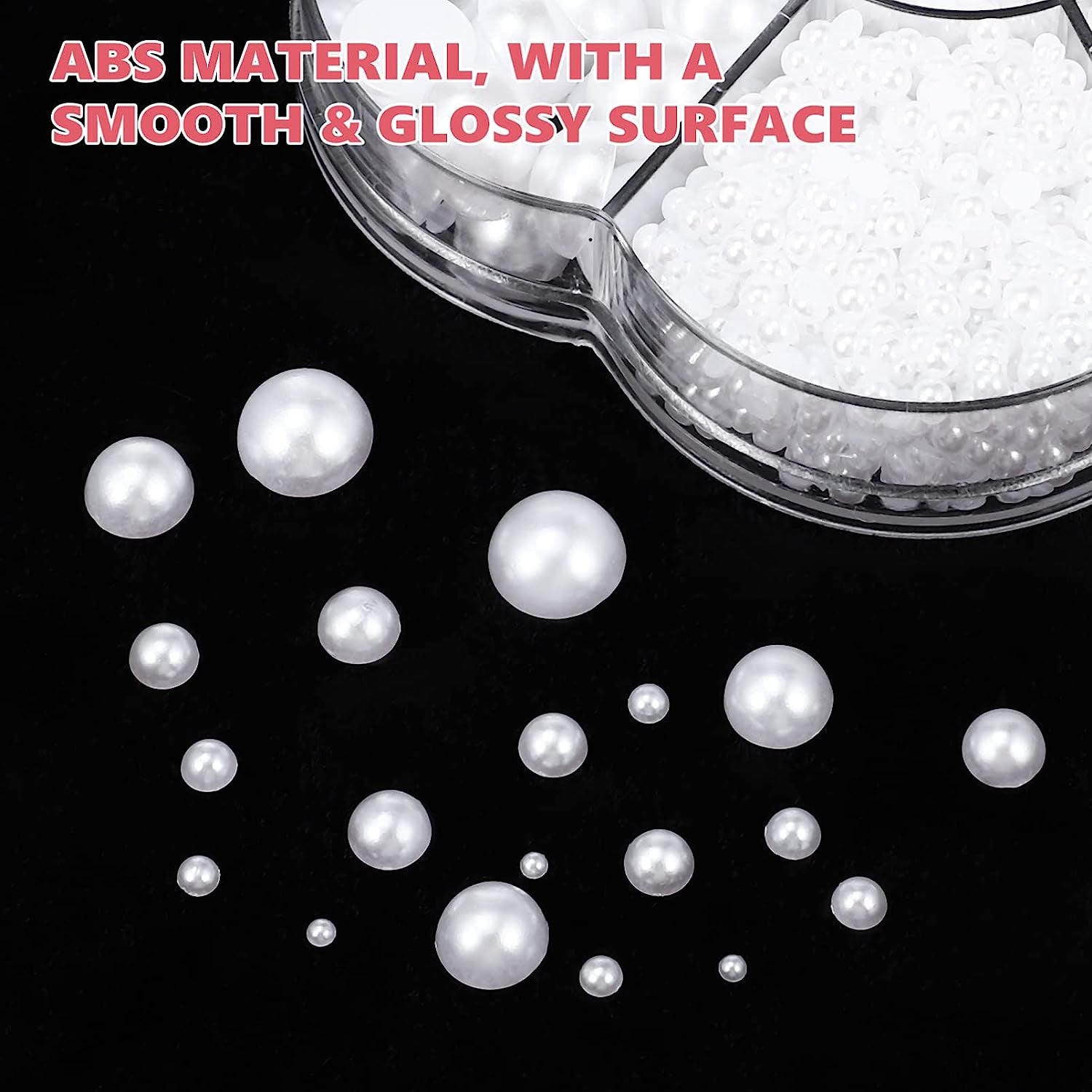 White Flat Back Pearl Beads,Half-Round Imitation Pearls Flatback Loose Beads-2/3/4/5/6/8/10Mm White Pearl 5600Pcs