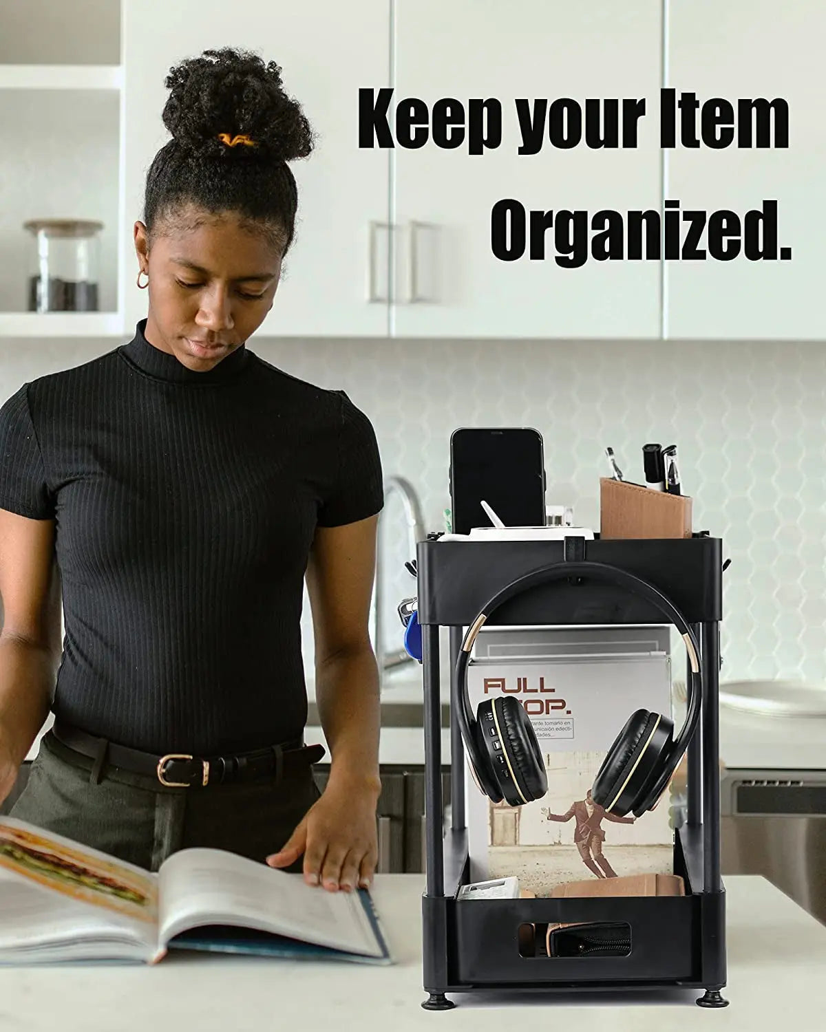 DEVA Home Storage & Organisation, Bathroom Organizer, Slide-Out Kitchen Sink Organiser, 2 Tier Bathroom under Cabinet Organizers Shelf with Sturdy ABS Plastic for Bathroom Office Pantry, Black