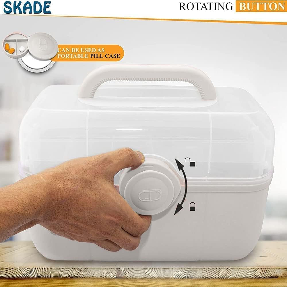 Medicine Storage Box and Plastic Storage Box, Multipurpose Organizer and Storage Case for Art Craft and Cosmetic,Hobby Accessories, Bathroom Cosmetics, and Toiletries