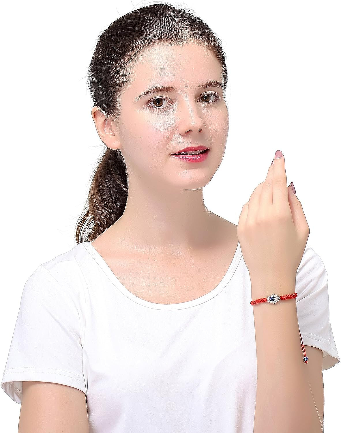 6Pcs Braided String Kabbalah Bracelets Rotating Evil Eye Hamsa Hand for Protection Bracelet Red/Black String