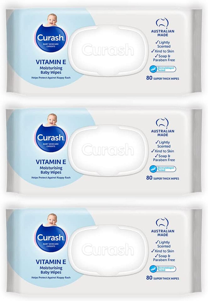 Vitamin E Baby Wipes, 240 Wipes (3 X 80 Pack)
