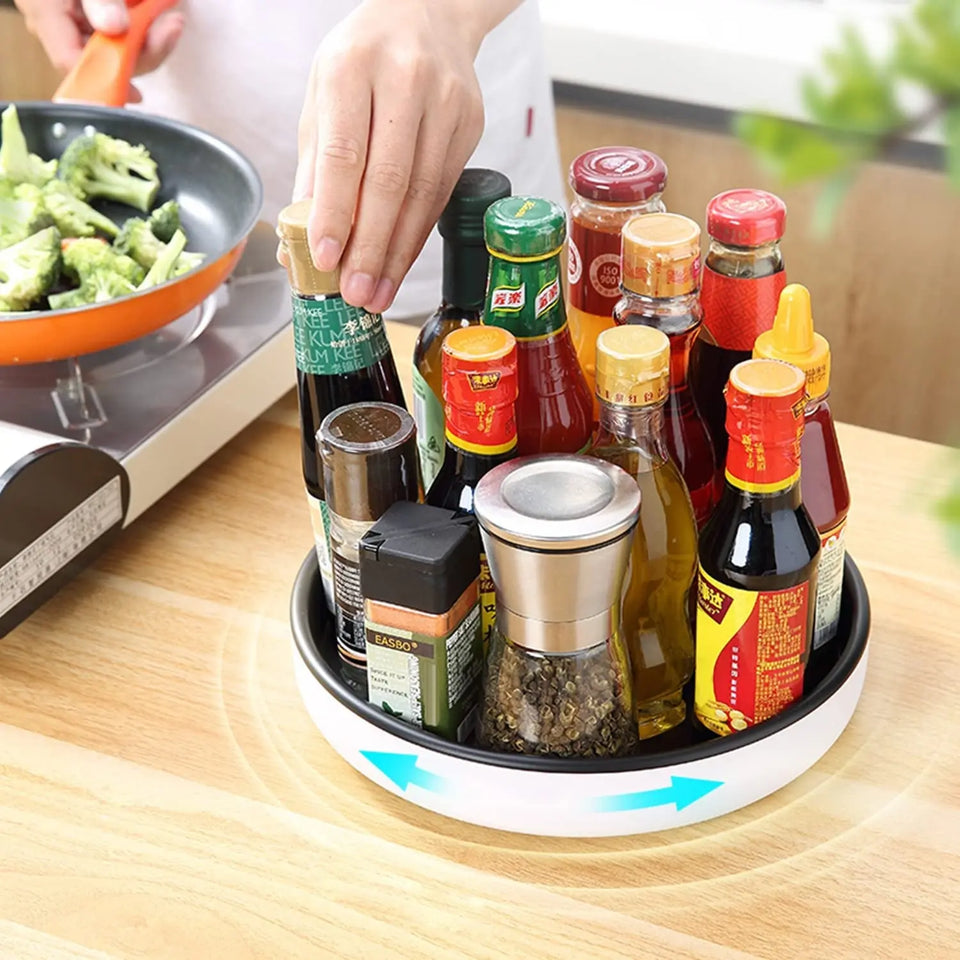Lazy Susan Turnable 30Cm / 11.8In Large Lazy Susan Organiser for Pantry Storage Rustproof Black 360° Spice Rack for Kitchen Countertop