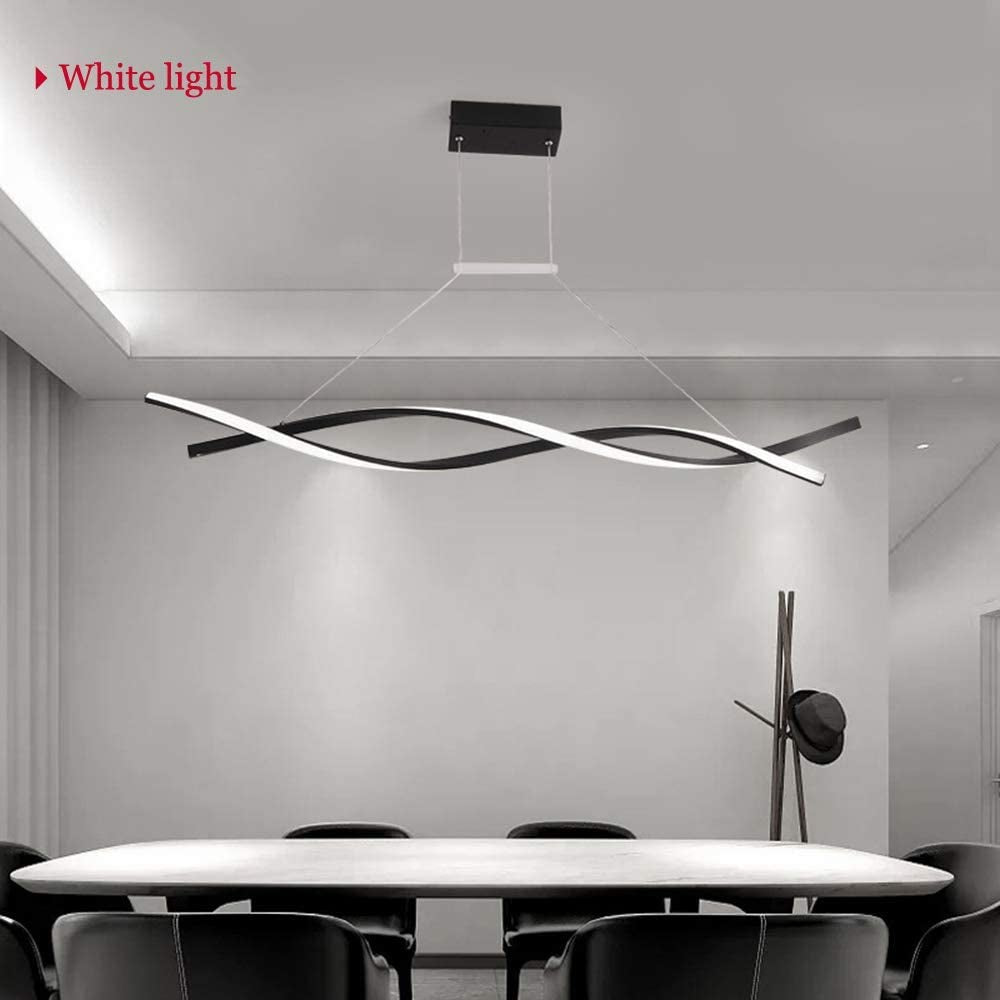 LED Modern Chandelier, Dimmable Ceiling Light with Remote Control L100Xw14Cm Creative Pendant Lights Fixture Acrylic Wave Black Island Light Linear Chandeliers for Dining Room Living Room Kitchen