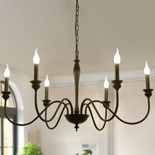 Load image into Gallery viewer, 6-Light Farmhouse Chandeliers Black Classic Candle Ceiling Pendant Light Fixture Rustic Ceiling Chandelier for Foyer,Living Room,Kitchen Island,Dining Room
