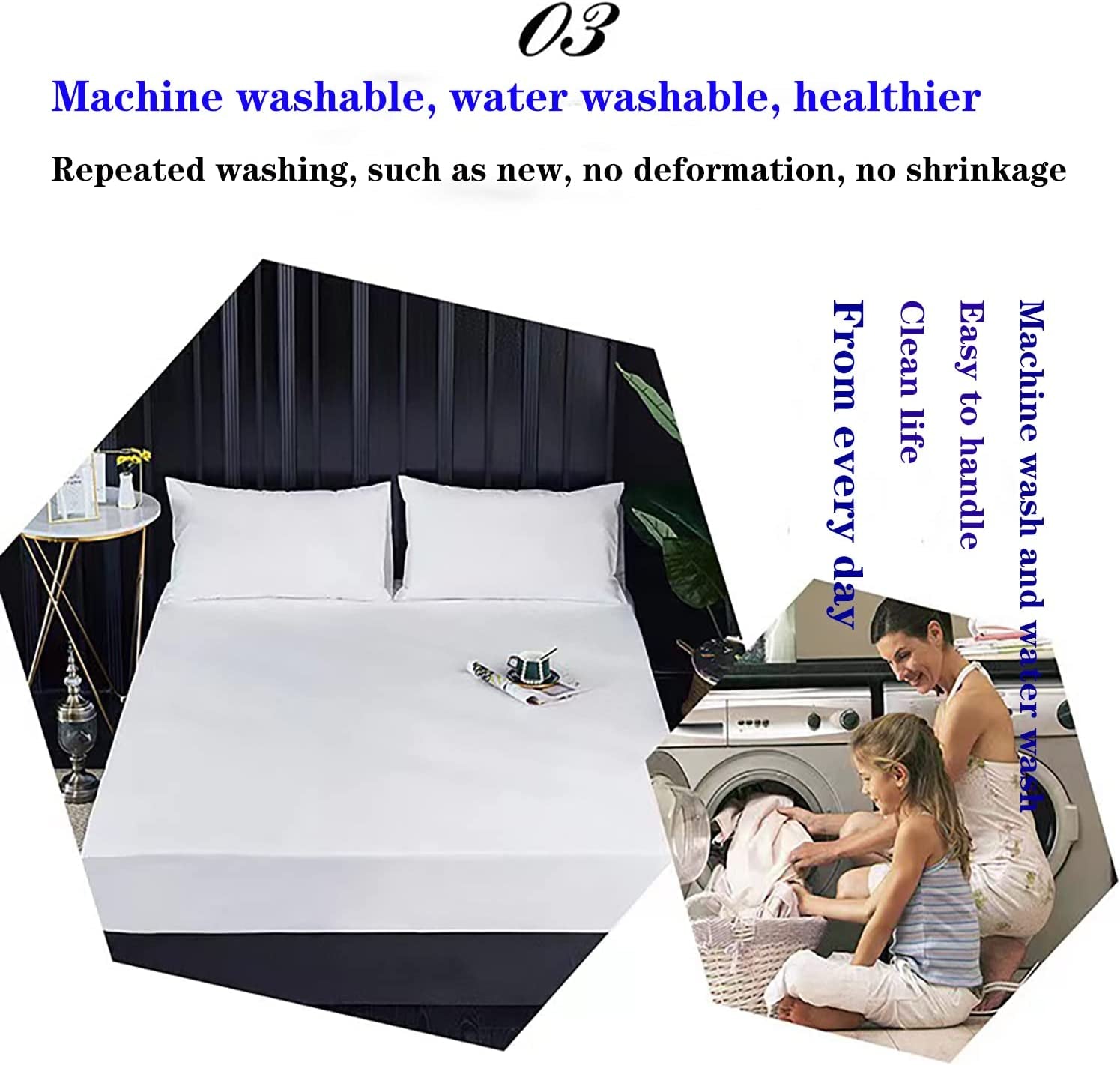 Waterproof Mattress Protector, King Size and Queen Size Mattress Cover with TPU Waterproof, Urine and Sweat Proof Fitted Bed Sheet Cover (Gray Queen)