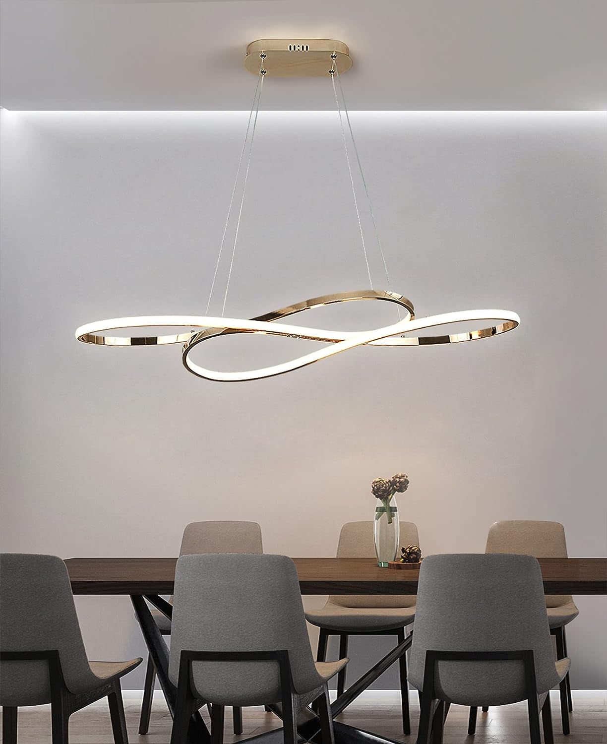 Modern LED Pendant Light Island Pendant Lamp Dimmable with Remote Control Aluminum Plating Surface Chandelier for Kitchen Living Room Dining Room Bedroom (Gold)