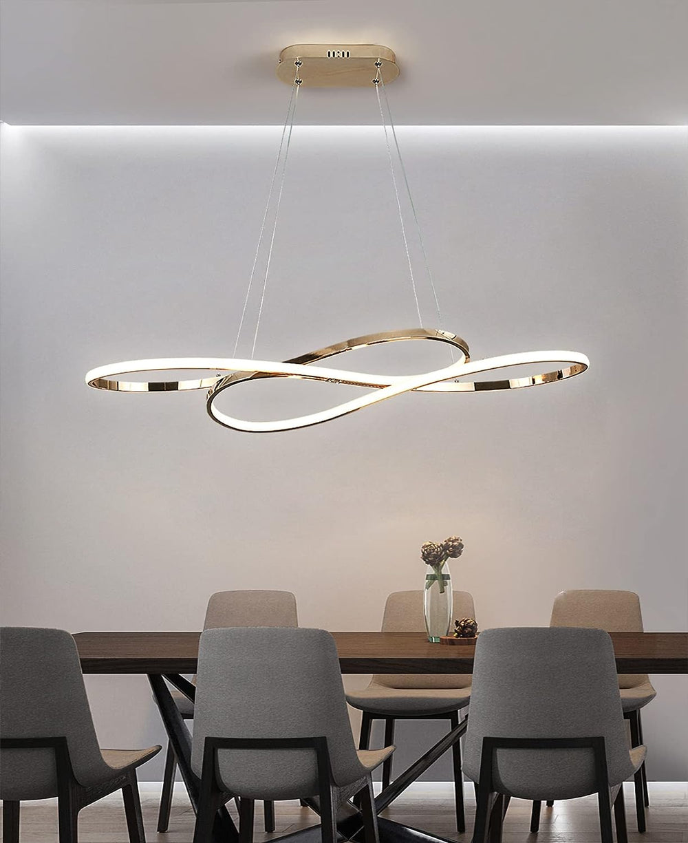 Modern LED Pendant Light Island Pendant Lamp Dimmable with Remote Control Aluminum Plating Surface Chandelier for Kitchen Living Room Dining Room Bedroom (Gold)