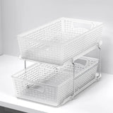 2 Tier Bathroom Organizer Tray Pull-Out Sliding Drawer/Under-Sink Storage, Clear