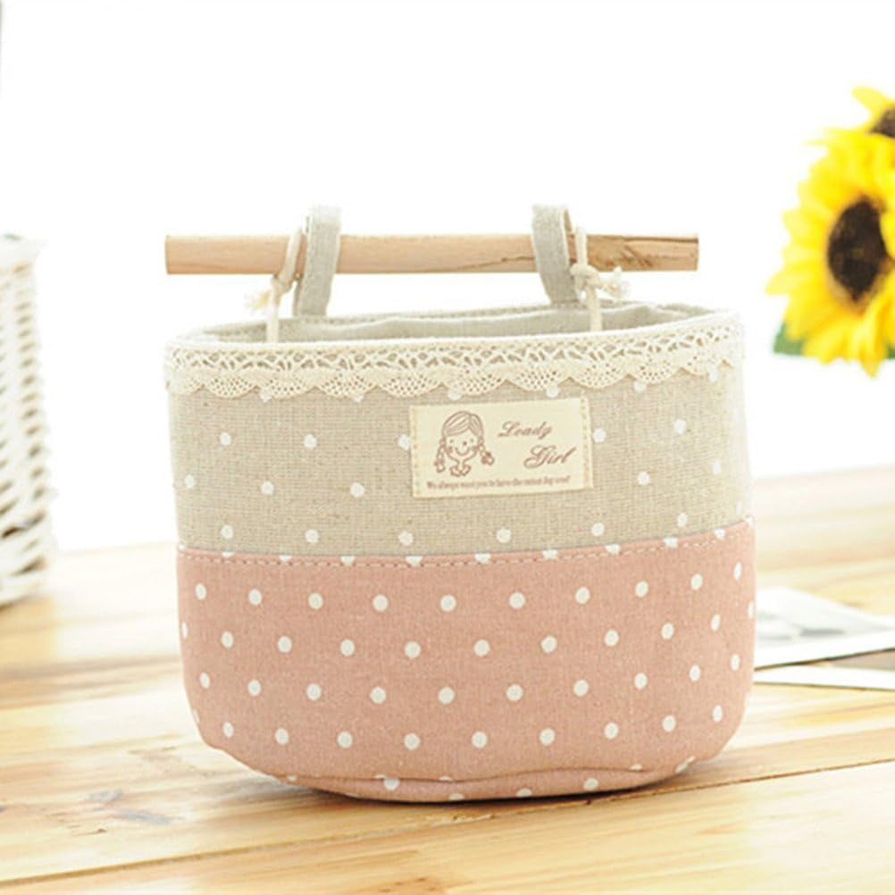 4Pcs Wall Hanging Organizer Bag Lace Trim Wall Storage Container Bags (Purple& Green& Coffee& Pink)