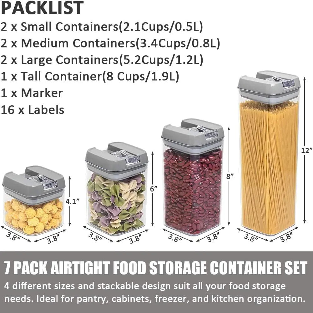 Homes 7 Piece Easy Lock Food Storage Containers (Grey)