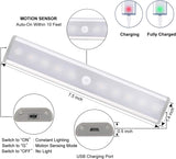 10 LED under Cabinet Lights, under Cabinet Light,Closet Lights Motion Sensor Light,Usb Rechargeable Stick-On Stairs Step Light Bar, LED Night Light Magnetic Closet Lighting, (2 Pack)