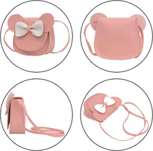 Load image into Gallery viewer, 2 Pieces Little Girls Crossbody Purses Toddler Mini Cute Princess Handbags Shoulder Messenger Bag for Kids, B Bow Black/Pink, Small, Travel Wallet
