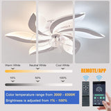 68Cm Low Profile Ceiling Fans with Lights and Remote/App Control,3 Light Color Changes，6 Wind Speed Modes,Flush Mount Ceiling Fan Light,Modern Ceiling Light with Fan for Bedroom/Study/Office…