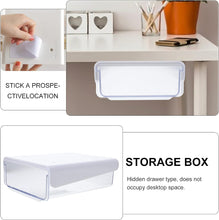 Load image into Gallery viewer, Self Adhesive under Desk Drawer Slide Out Drawer under Mount Desk Drawer Office Organizer Storage Drawers White
