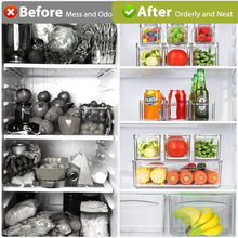 Load image into Gallery viewer, 10 Pack Refrigerator Pantry Organizer Bins, Stackable Fridge Bins with Lids, Clear Plastic Food Storage for Kitchen, Countertops, Cabinets, Fridge, Drinks, Fruits, Vegetable, Cereals
