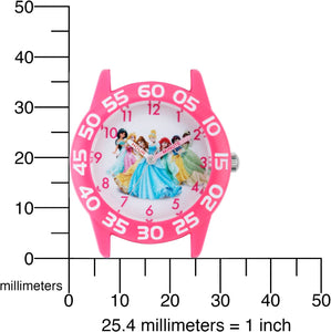 Princess Kids' Plastic Time Teacher Analog Quartz Nylon Strap Watch, Pink