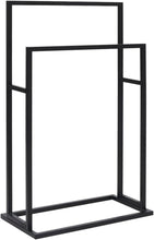 Load image into Gallery viewer, Freestanding Towel Rack Indoor Washroom Bathroom Towel Hanger Storage Shelf Holder Home Decor Accessory Organiser Black Iron
