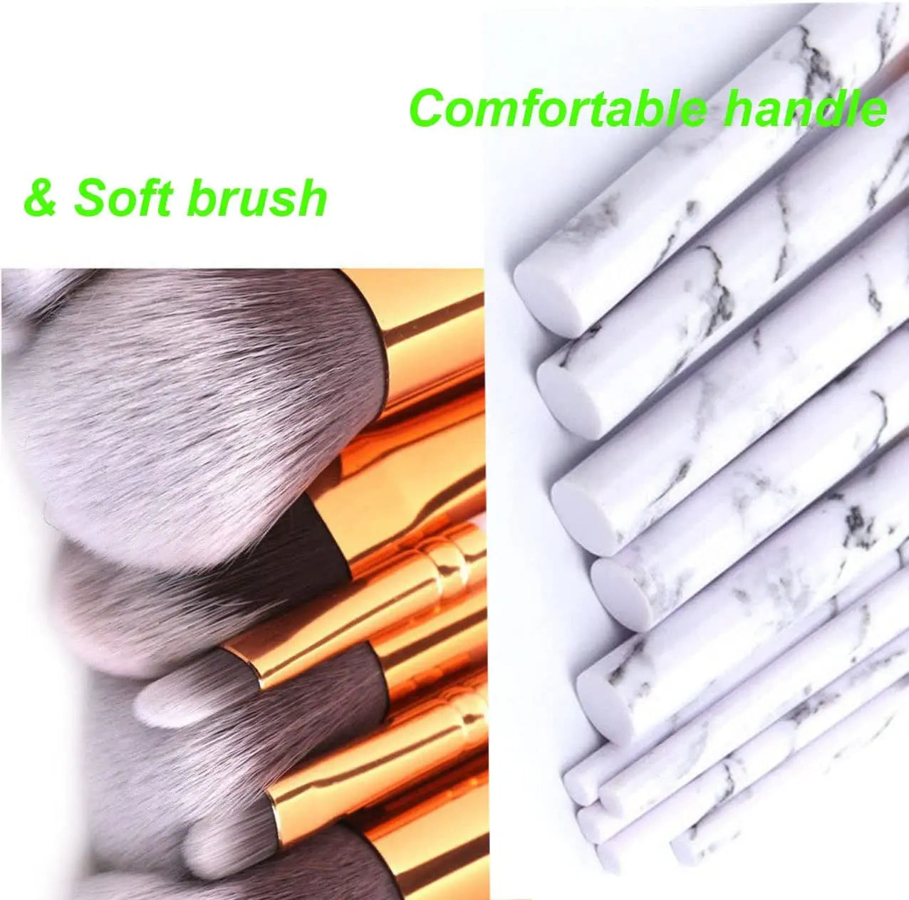 Marble Makeup Brushes Set 10 Pcs Professional Premium Synthetic Kabuki Foundation Cream Face Powder Blush Concealer Eyeshadow Brush