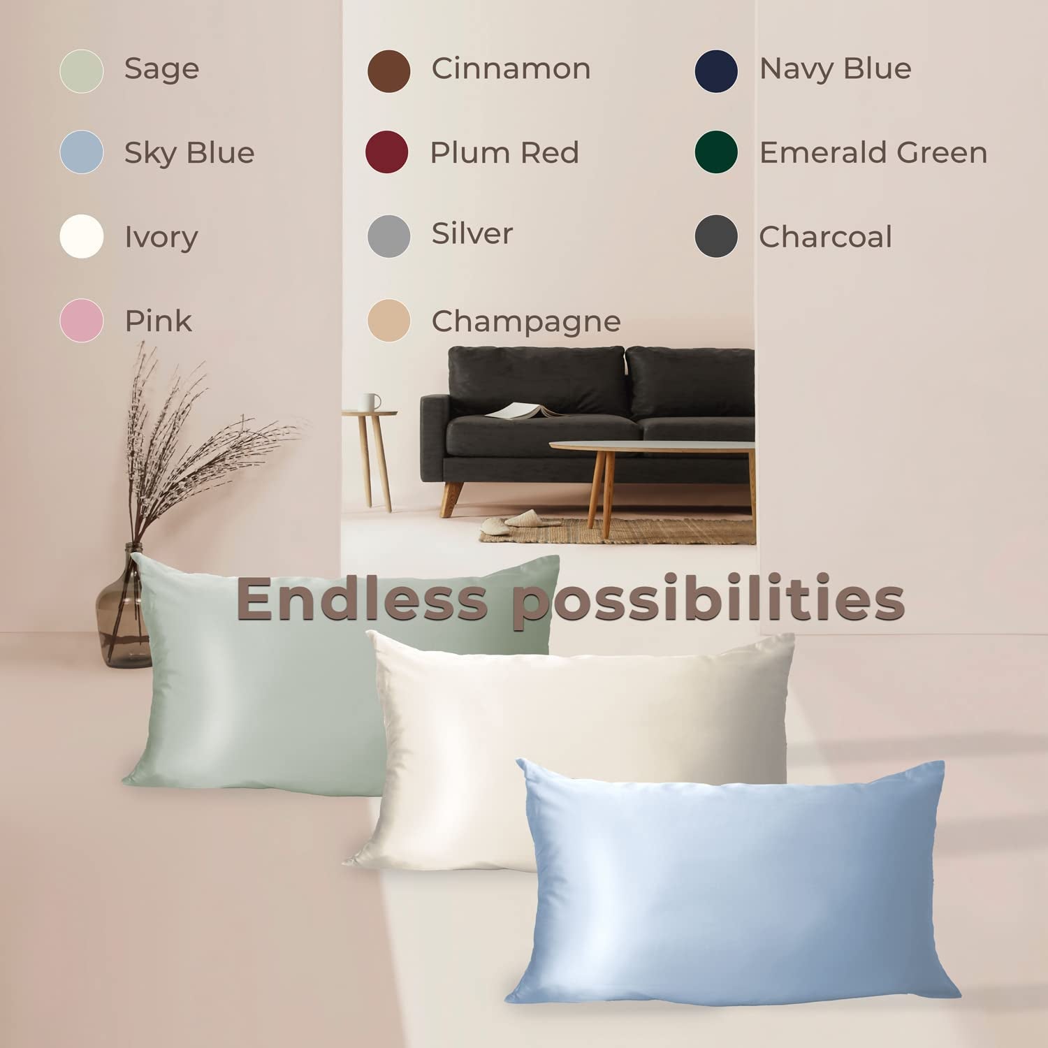 100% Mulberry Silk Pillowcase for Hair & Skin - Luxury Hypoallergenic Both Side Silk (Queen Size, 50X75Cm) (Ivory White)