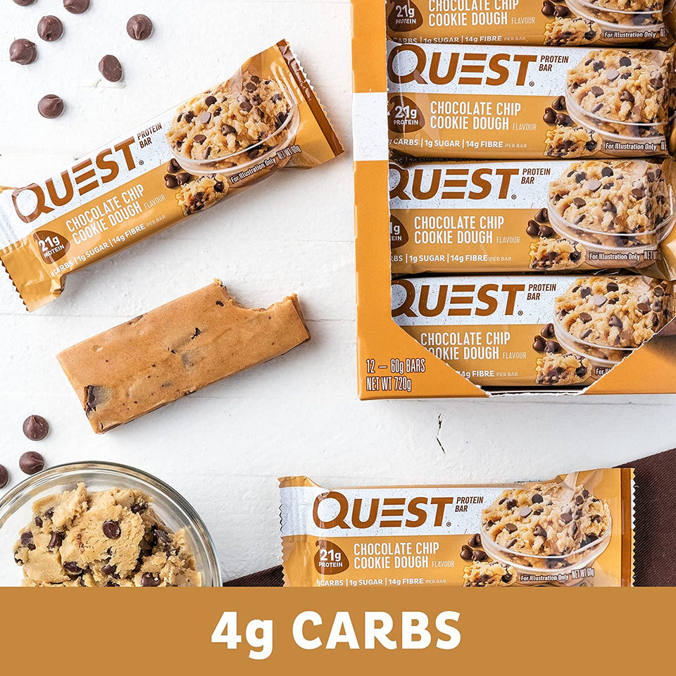 Chocolate Chip Cookie Dough Protein Bar, High Protein, Low Carb, Keto Friendly, 12 Count