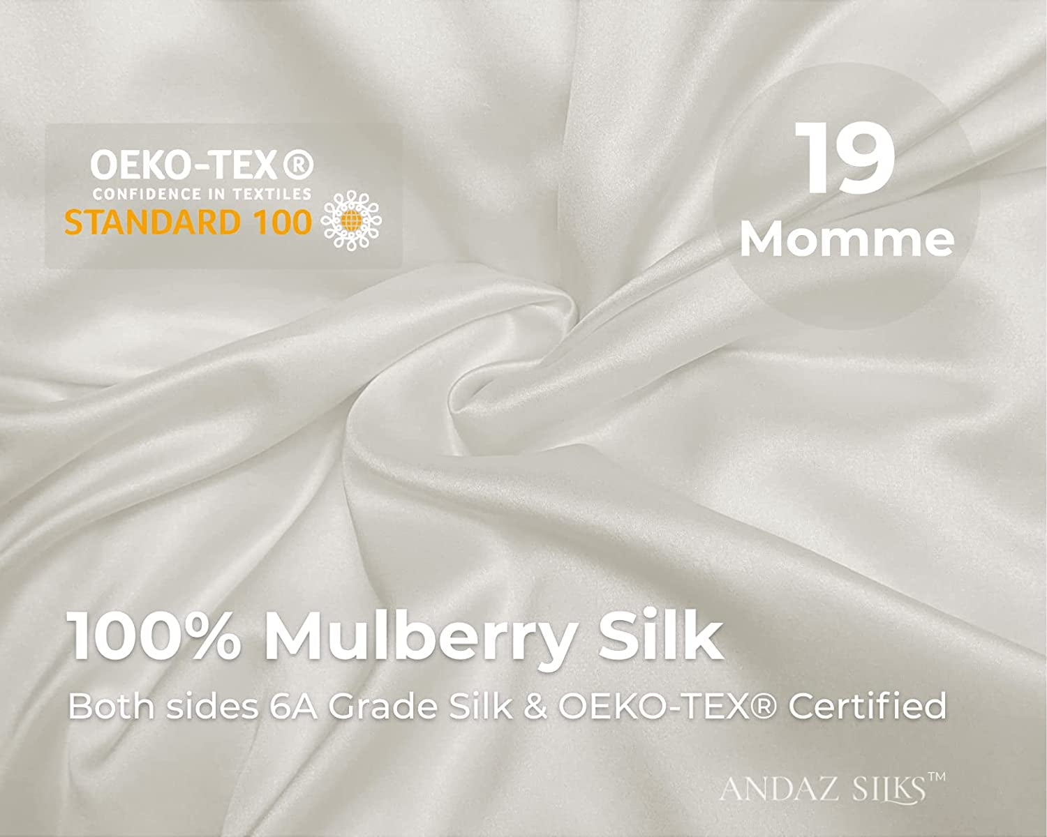 100% Mulberry Silk Pillowcase for Hair & Skin - Luxury Hypoallergenic Both Side Silk (Queen Size, 50X75Cm) (Ivory White)