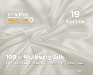 100% Mulberry Silk Pillowcase for Hair & Skin - Luxury Hypoallergenic Both Side Silk (Queen Size, 50X75Cm) (Ivory White)