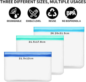 17 PCS Reusable Freezer Bags-Food Storage Bag for Kitchen Storage & Organisation, BPA Free PEVA Storage Bags Extra Thick Sandwich Leakproof Eco-Friendly Ziplock Bags for Food Bags Lunch Bags