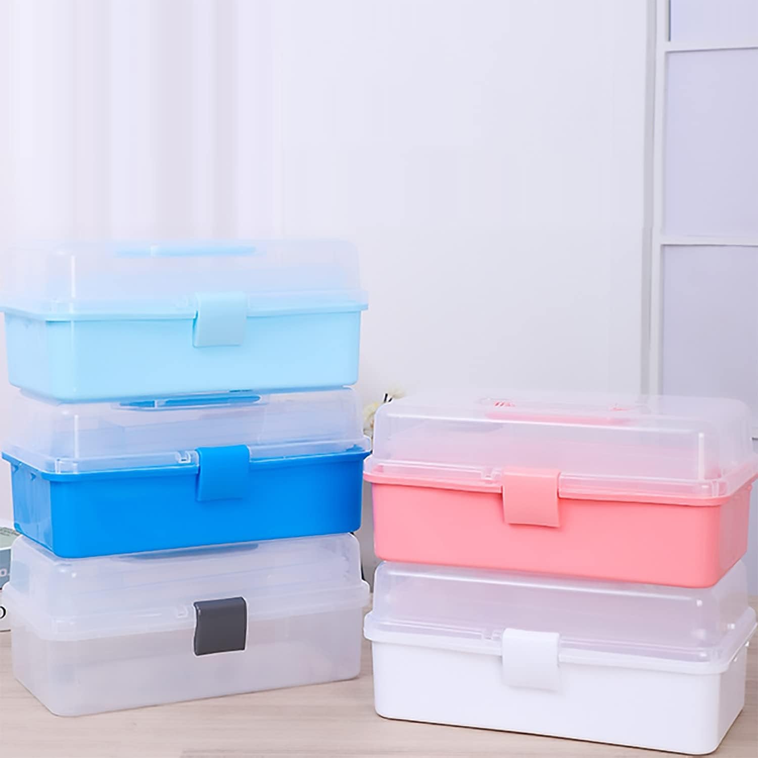 3 Layers Home & Work Foldable Large First Aid Box Empty, Clear Art & Craft Painting Storage Box, Transparent Sewing Organiser Box, Medicine Storage Box, Lightweight Tool Box