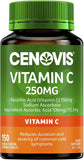 Vitamin C 250Mg - Supports Healthy Immune System Function - Supports Minor Wound Healing, 150 Tablets