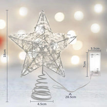 Load image into Gallery viewer, Christmas Tree Ornament Lighted  10 Inches Glitter Xmas Star with 30 White LED Lights
