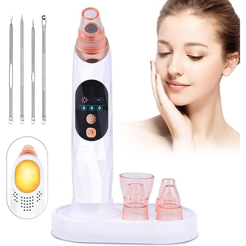 Blackhead Remover, Vacuum Face Cleansing Appliances with Hot Compress, USB Rechargeable with 5 Replaceable Heads pattanaustralia