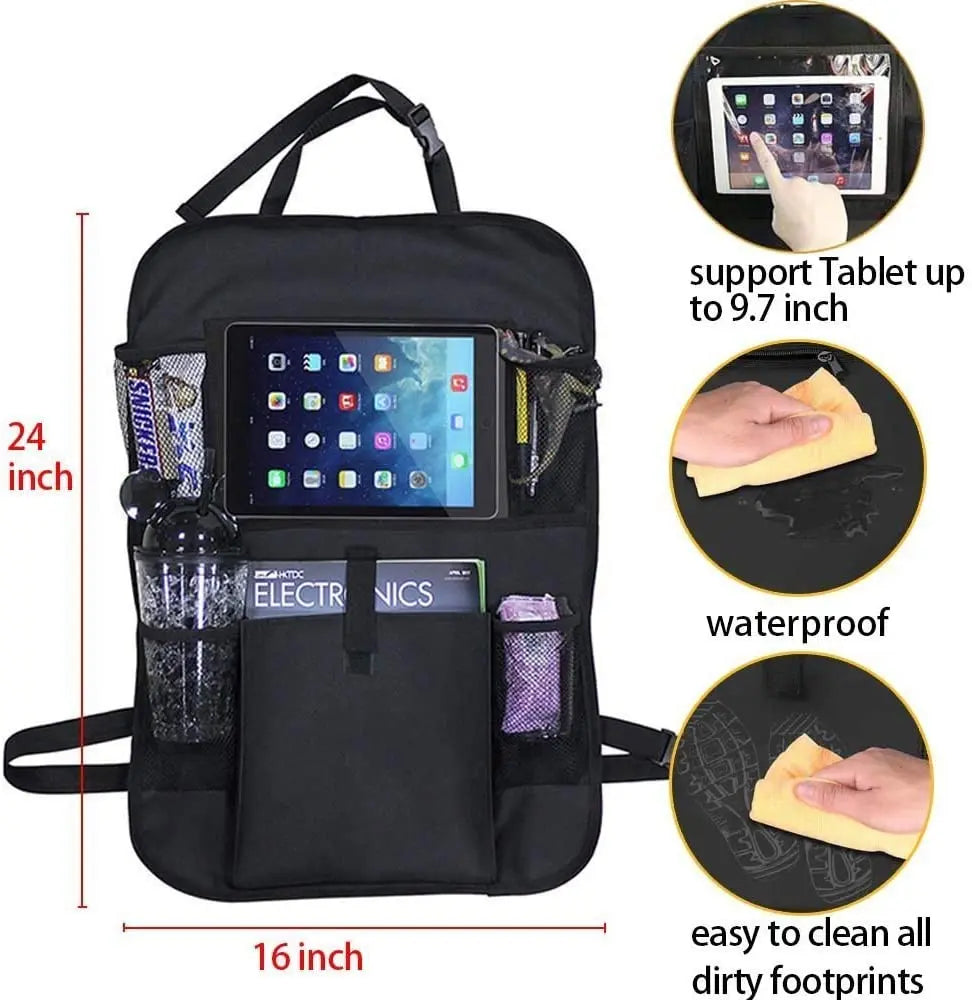 Car Back Seat Organizer, 2 Pack of Oxford Waterproof Car Seat Protector with Tablet Holder, Multi-Pocket Car Storage Bag for Kids and Toddlers pattanaustralia