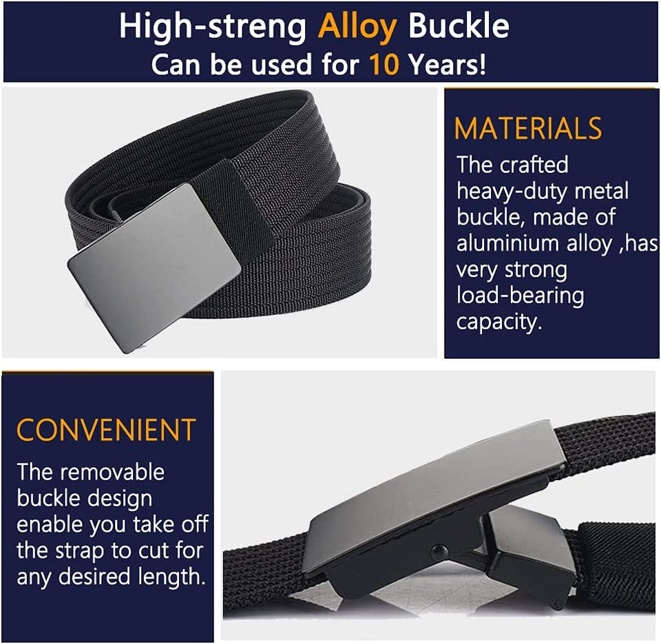 Men Nylon Web Belts - Metal Buckle,Fully Adjustable Belt Strap for Work