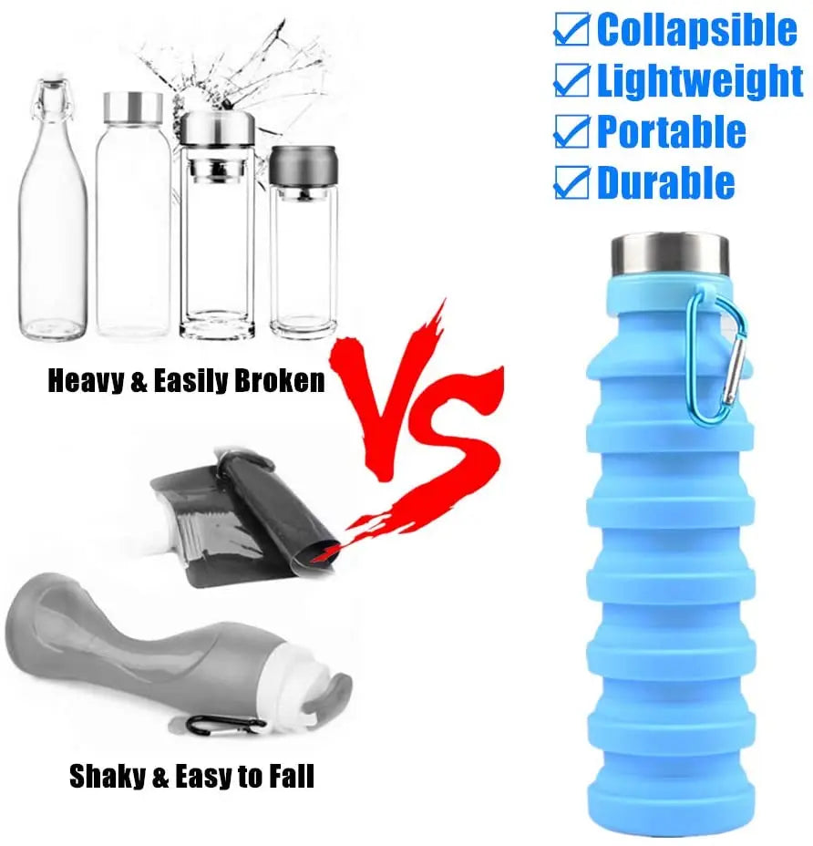 Collapsible Water Bottle, Reuseable BPA Free Silicone Bottles for Travel,  Gym, Camping, Hiking, Portable Leak Proof Sports Water Bottle pattanaustralia