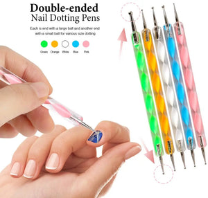 Nail Art Tool with 15pcs Nail Painting Brushes, Nail Dotting Tool, Nail Foil, Manicure Tape, Color Rhinestones pattanaustralia
