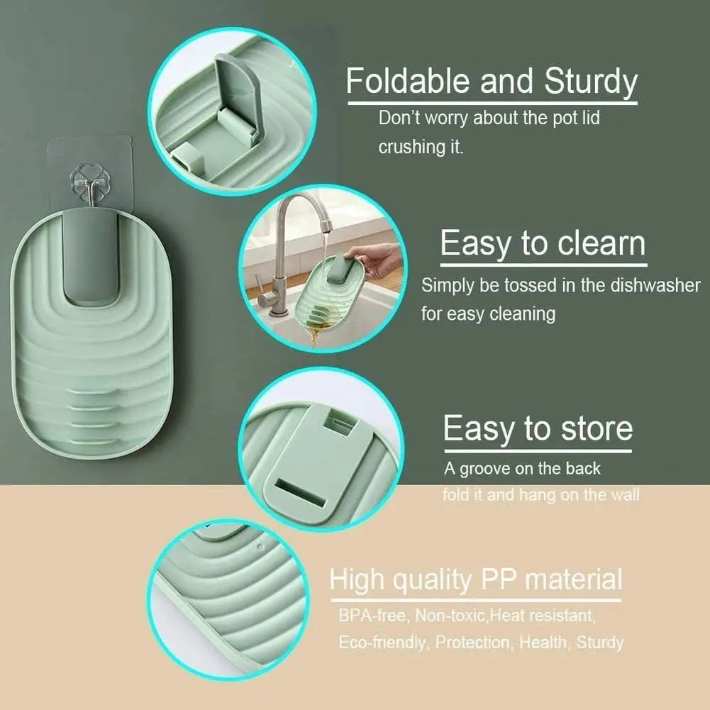 Eco Friendly Pot, Lid Spoon, Spatula Holder, Foldable Lid Rest with Drip Pad Pattan Australia