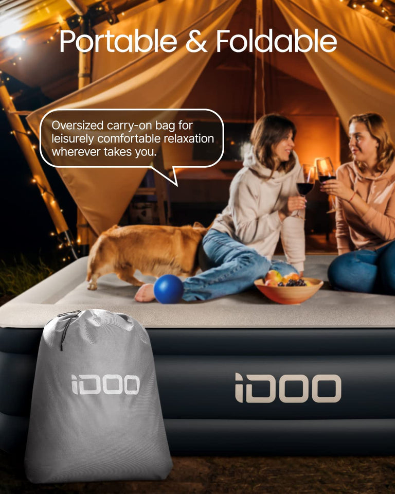 Queen Size Air Mattress, Inflatable Airbed with Built-In Pump, 3 Mins Quick Self-Inflation/Deflation, Comfortable Top Surface Blow up Bed for Home Portable Camping Travel, 80X60X18In, 650Lb MAX