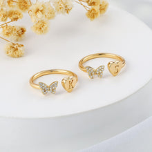 Load image into Gallery viewer, Stackable Initial Rings for Women Girls, Rose Gold Plated Butterfly Capital Letter Initial Rings for Women Teens Girls Letter Rings Stackable Rings for Girls Teen Girls
