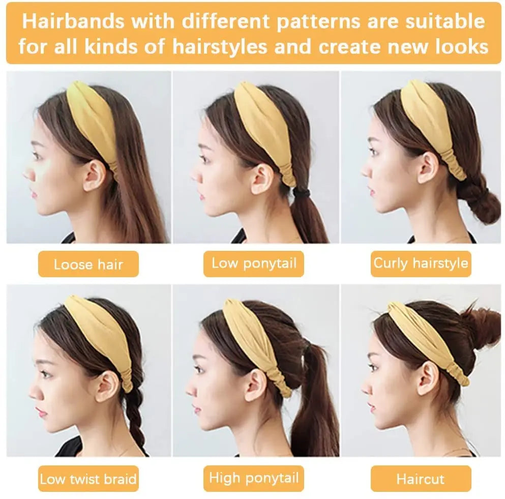 Women's Headbands Floral Print Headwrap Twist Knot Hair Band Yoga Head Wraps Sports Elastic Turban (20-COLOR) pattanaustralia