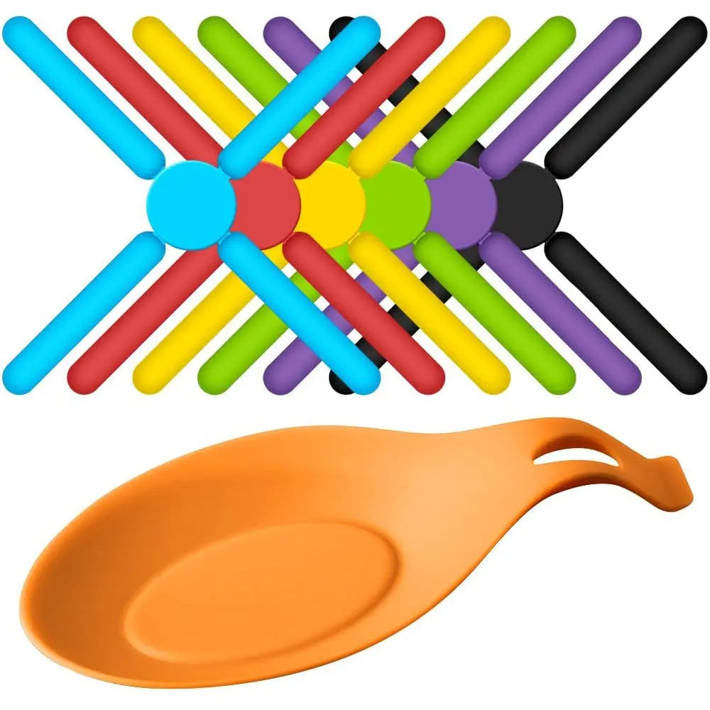 SourceTon Collapsible Cross Design Silicone Trivets in Cute Colors, Silicone Pot Holder