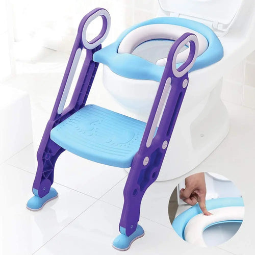 Kids Potty Toilet Training Seat with Step Stool, Soft Cushion, Adjustable Footrest Pattan Australia