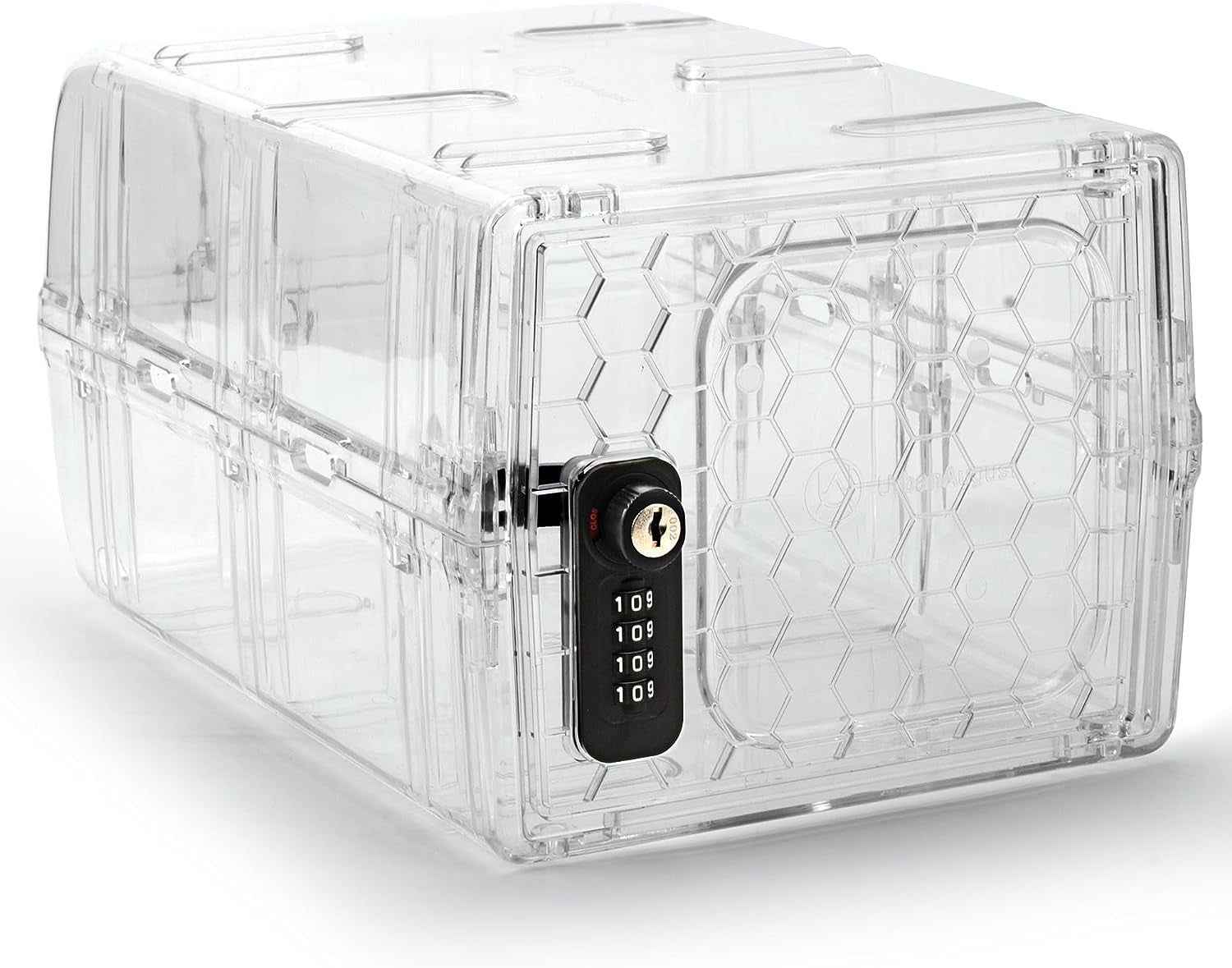 Dual Combination & Keyed Lockbox - Lockable Box for Everyday Use - Multi-Purpose Lock for Home & Office Safety - Made of Industrial-Grade Plastic - One Size (Clear)