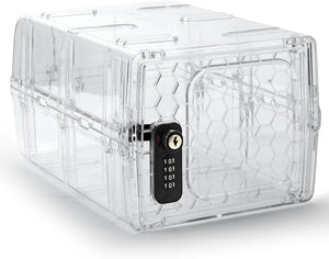 Dual Combination & Keyed Lockbox - Lockable Box for Everyday Use - Multi-Purpose Lock for Home & Office Safety - Made of Industrial-Grade Plastic - One Size (Clear)