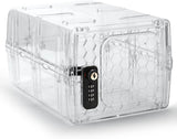 Dual Combination & Keyed Lockbox - Lockable Box for Everyday Use - Multi-Purpose Lock for Home & Office Safety - Made of Industrial-Grade Plastic - One Size (Clear)