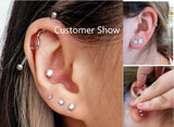 Titanium Flat Screw Back Stud Earrings for Girls,Safety Screw on CZ Earrings Hypoallergenic Surgical Steel Cartilage Earrings