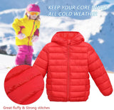 Kids Lightweight Puffer Jacket Packable Bubble Coat down Cotton Coats Zip up Hooded Outwear 1-10 Years