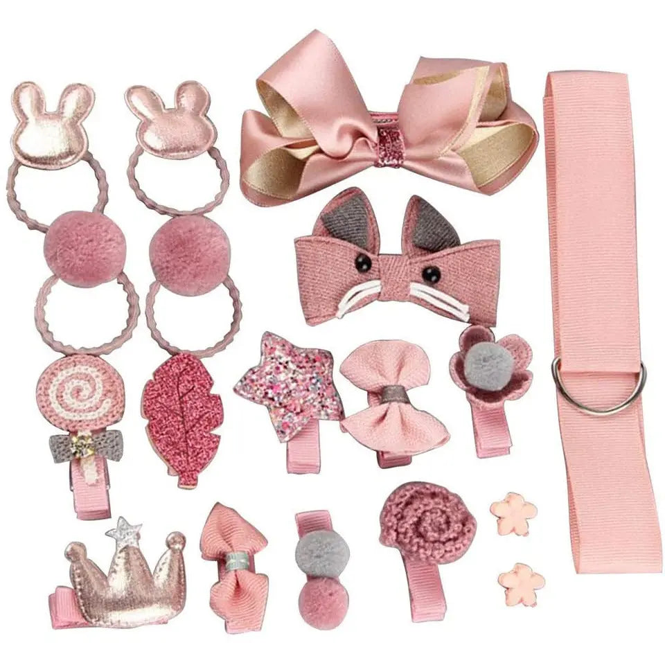 T Tersely 18PCS Baby Girl's Hair Clips, Cute Hair Bows, Elastic Hair Ties, Ponytail Holder Hairpins Set For Baby Girls, Teens, Assorted styles, (Pink) pattanaustralia